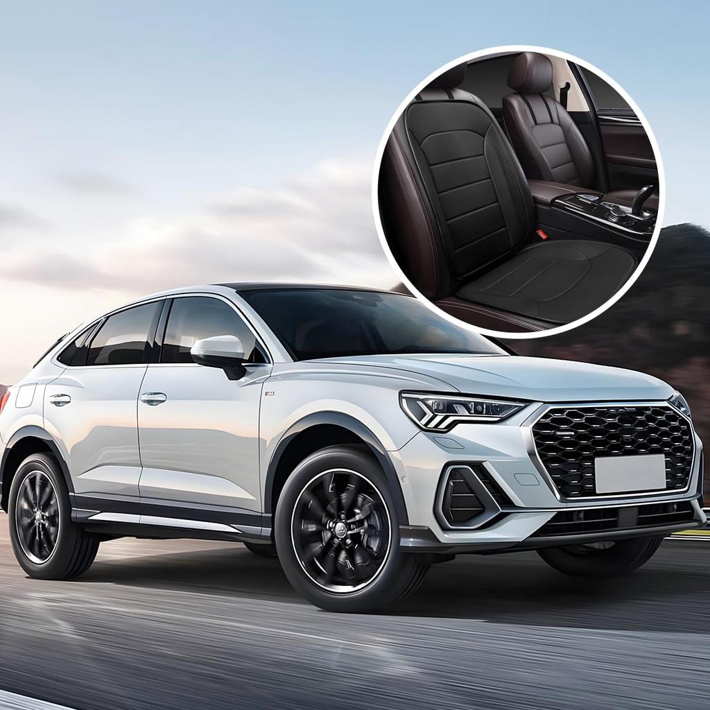 Car Seat Cushion, Leather Soft Breathable Non-Slip Vehicle Front Driver Seat Cover Pad, Comfortable Auto Interior Chair Protector Cushion, Universal