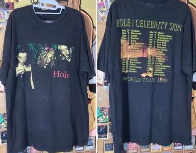 Hole Celebrity Skin Tour Concerto Band Courtney Love 1999 Maglietta Nera 2 Lati