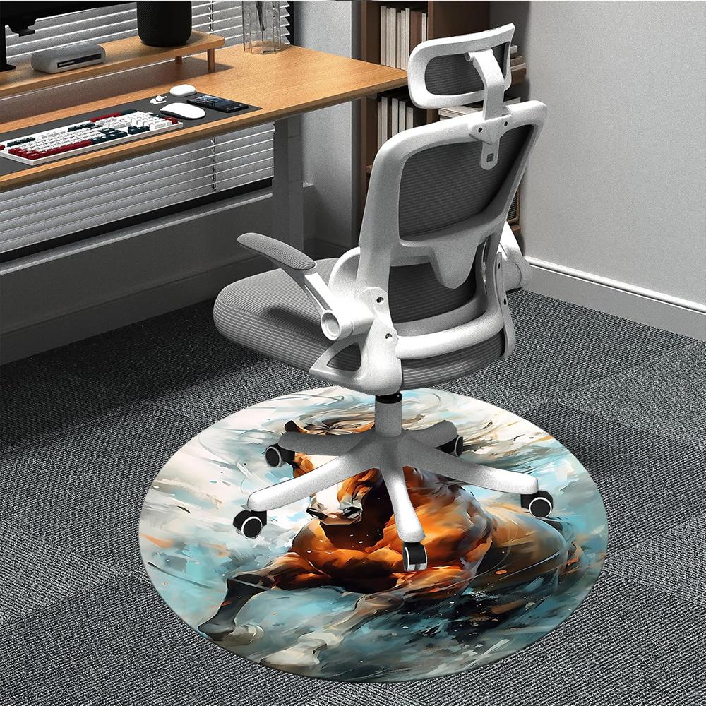 

1pcHorse Artwork Office Round Area Rug, Indoor Mat Suitable ForOffice, Under Office Chairs Bedroom Living Room Home Decor, Room Deco 017 80cm by 80cm