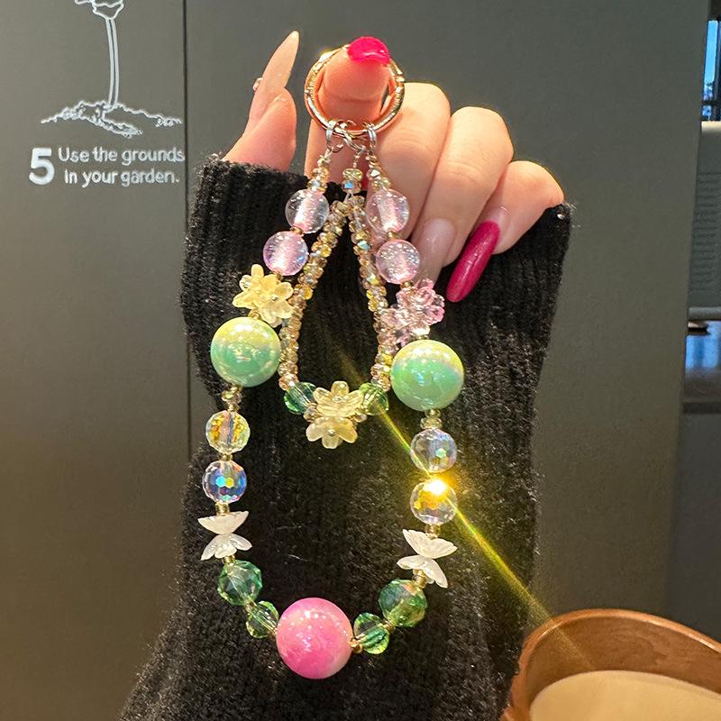 Luxury Premium Double-Layer Crystal Beaded Mobile Phone Chain Wrist Short Lanyard Mobile Phone Case Pendant Bag Keychain