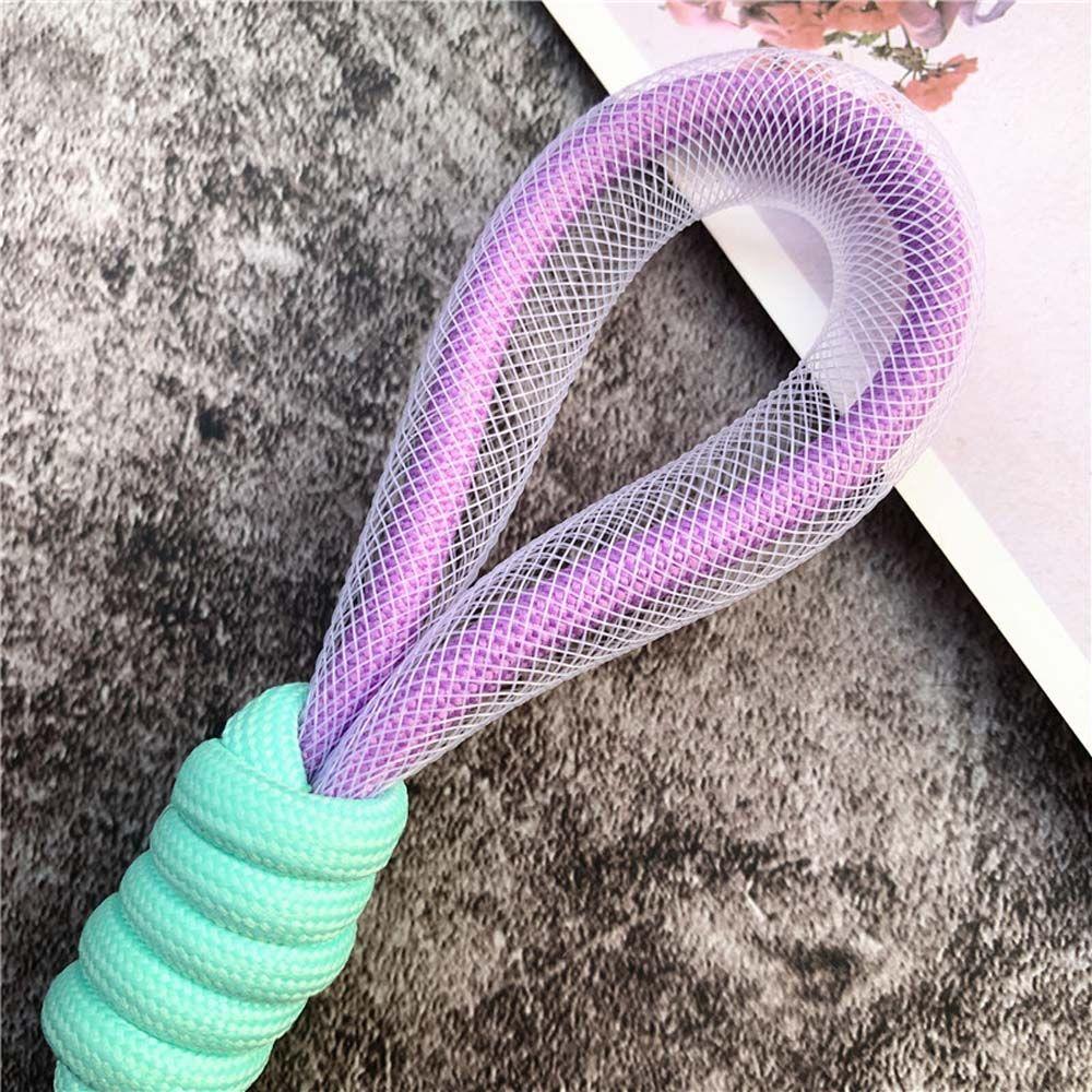 Accessories Fluorescent Mesh Lanyard Keychains Braided Strips Keycord Phone Strap Key Rings
