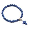 Gebetsarmband 6MM Onyx Natursteinperlen Religion Jesus Kreuz Anhänger Armbänder Armreifen für Männer Frauen Yoga Freundschaft Schmuck
