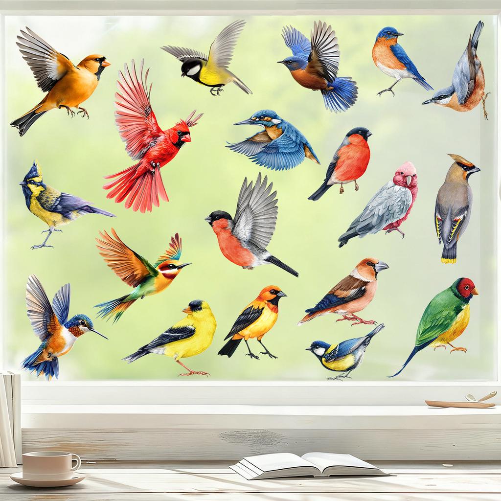 Spring 2026 New Arrival Colorful Hummingbird Butterfly Flowers Static Cling Window Stickers Removable Decals for Home Decor