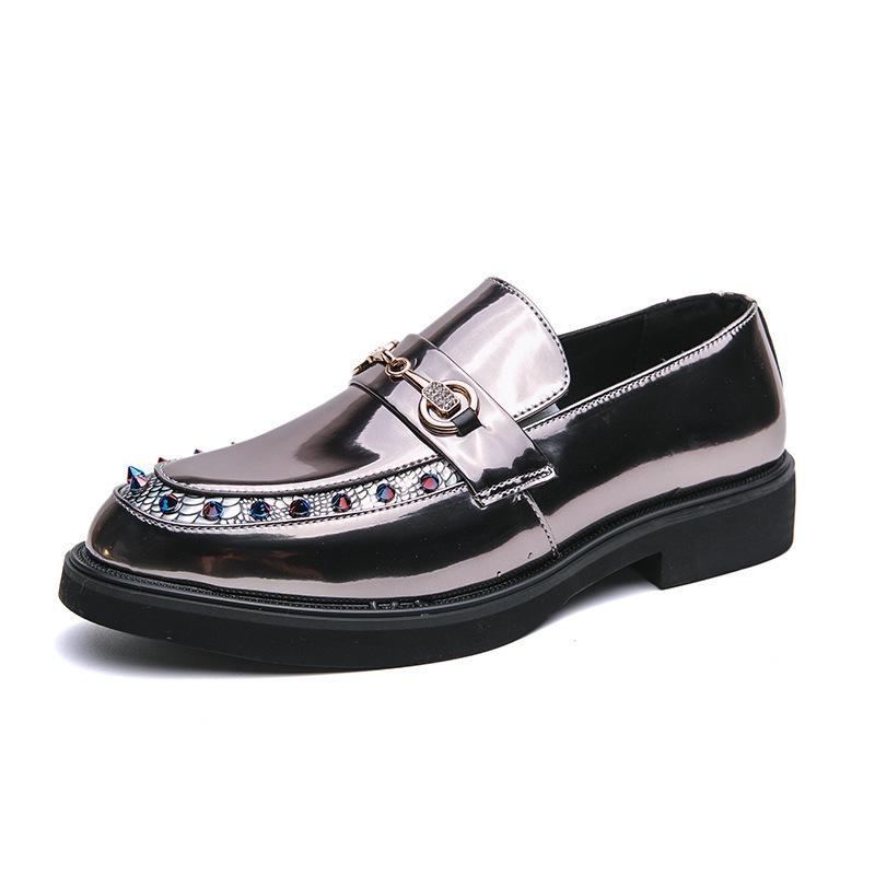 

Large size Chelsea loafers 38-46 pointed handsome trendy luxury generous patent leather shoes 46 срібний