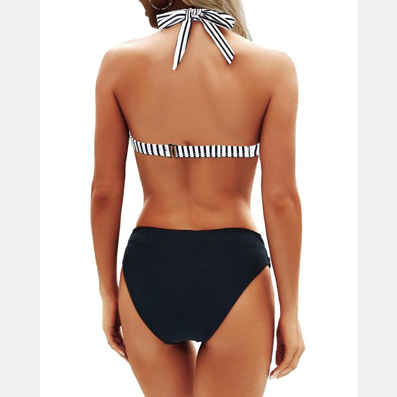 Nové Sexy Bikiny Halter Top Dělené Dámské Plavky Zavazování za Krk Dovolená Pláž Dvoudílná Sada Plavky