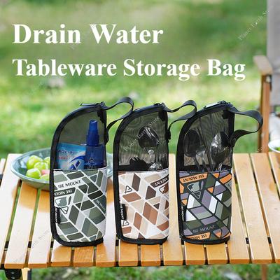 Outdoor Tableware Storage Bag Drain Camping Grocery Bag Portable Storage Carrying Bag for Camping Backpacking Hiking Travel