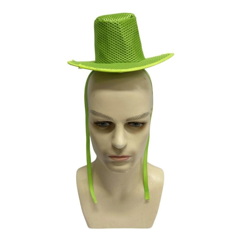 

Mesh Top Hat Adjustable Neck Ribbon Korean Styles Tall Cap For Cosplay Event фарби люмінесцентні зелений колір