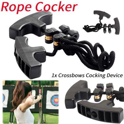 Armbrust Spannvorrichtung Seilspannvorrichtung Ergonomischer Griff Geflochtenes Seil Armbrustspanner Robuste Jagdzubehör Schwarz