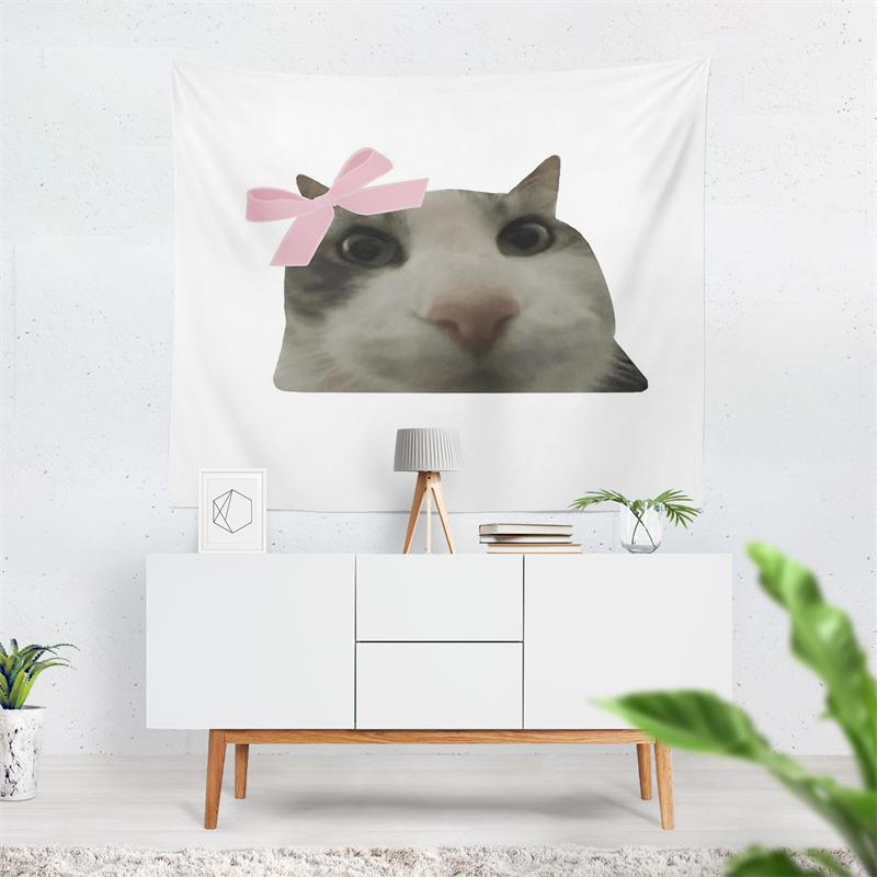 Aertemisi Coquette Cat Meme Tapestry Wall Hanging Art for Bedroom Living Room College Dorm Party Backdrop Home Decoration
