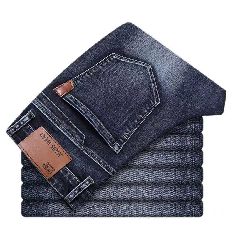 Men's Jeans High Waist Loose Straight Casual Elastic Slim Teenage Pants Thin Section Jeans