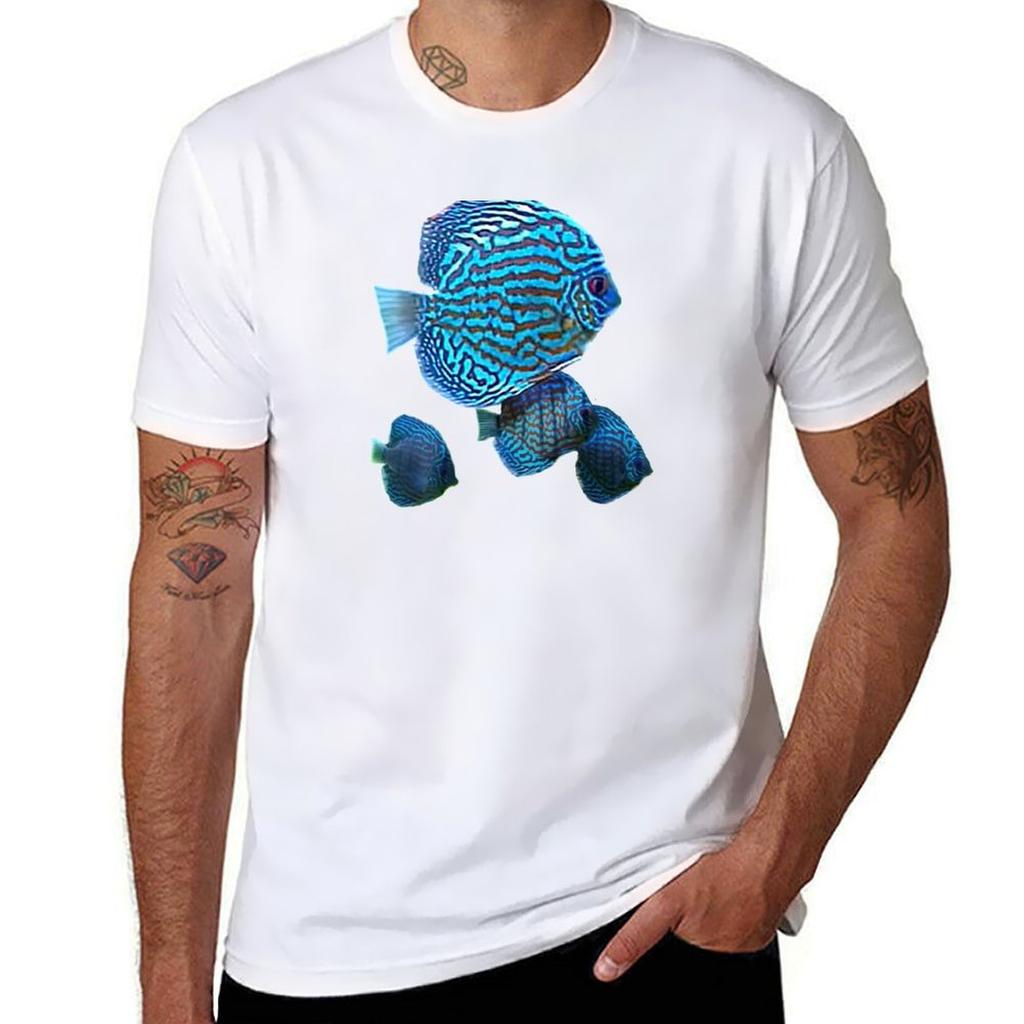 FISH DISCUS BLUE TShirt Regular Fit Plain Tee Shirt