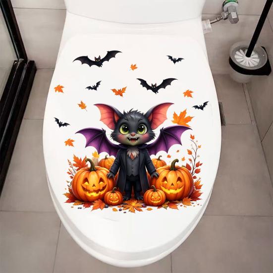 Halloween Toilet Decals Cute In Suit Cartoon Bat