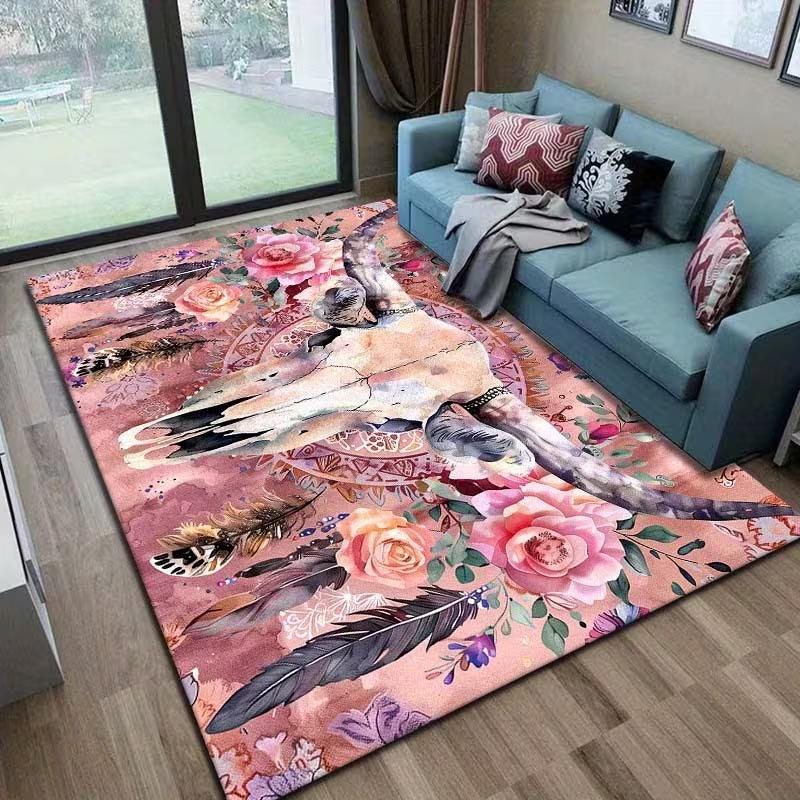 Cute Highland Cow Butterfly Carpet Suitable for Living Rooms Gaming Rooms Balconies Multi Functional Chair Sofa and Floor Mats
