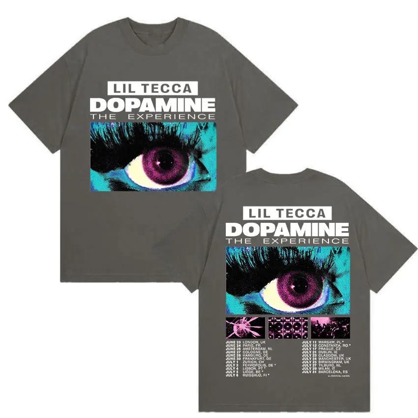 Rapper Lil Tecca Dopamne The Experience Tour 2026 Magliette Grafiche Uomo Moda Hip Hop Cotone Manica Corta T-shirt Streetwear