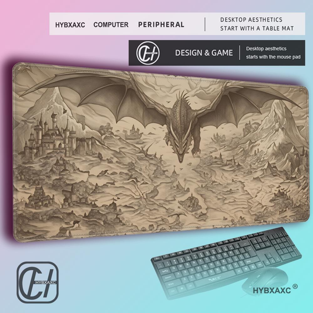HYBXAXC Fantasy Map Desk Mat RPG Gaming Home Office Decor 800x400x2mm