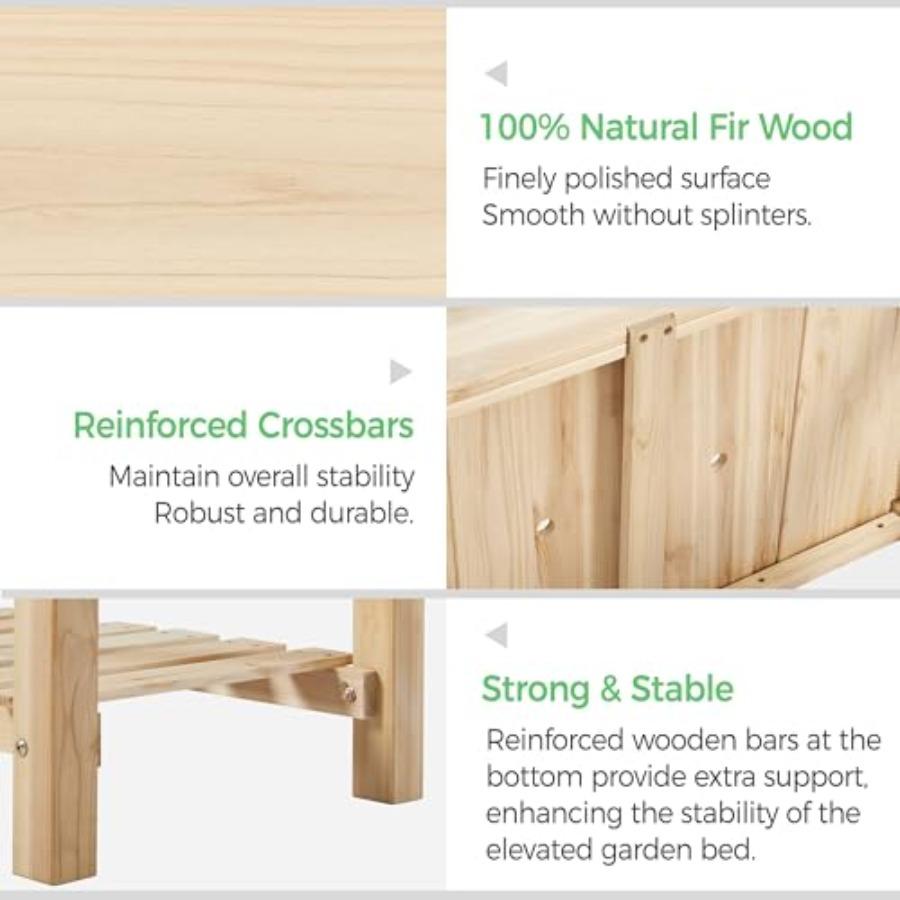 34x18x30in Horticulture Raised Garden Bed 2pcs Planter Box with Legs Storage Shelf Wooden Elevated Vegetable Growing Bed for Fl