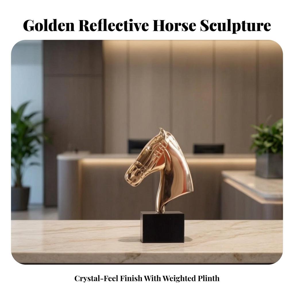Horse Head Bust Modern Sculpture with Marble Base Traditional for Office