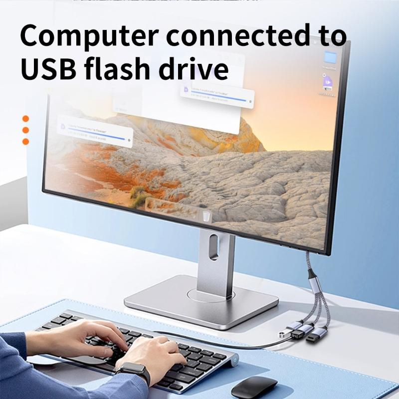 1PC 3 In 1 Type C Host Power Splitter USB Type C Adapter To USB2.0 OTG Type C Male Female Data Charger Cable