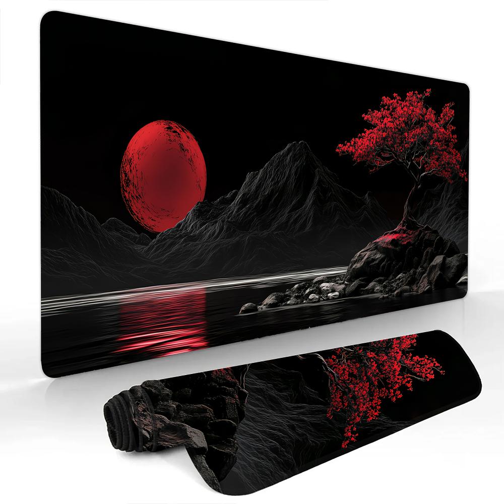 Fantastic Giant Red Moon Large Mouse Pad Gaming Mats NonSlip Desk Mat Mouse Carpet with Stitched Edge HD Printing Office Mat