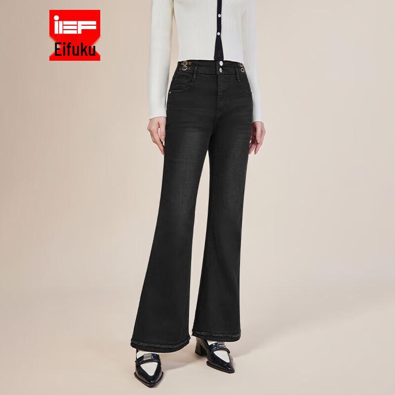 

IEF 2025 Winter Korean Style Fleece-Lined Flared Denim Jeans L
