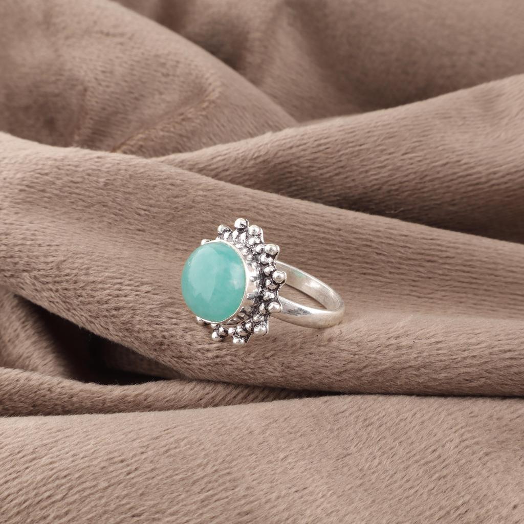 Amazonit Schmuck, 925 Sterlingsilber, Handgefertigter Attraktiver Ring, Boho Amazonit Edelstein Spiritueller Ring Für Frauen