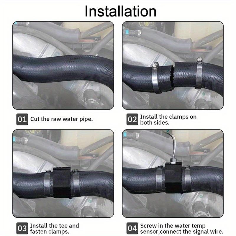 32mm Alloy Water Temperature Sensor Adapter, Universal Fit for Vehicles, Engine Bay Water Temp Gauge Accessory with Clamps and Signal Wire Connector