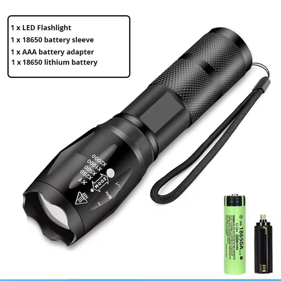 EDC Flashlight Zoomable High Lumens Tactical Light Portable Aluminum Work Light Waterproof for Outdoor Camping Cycling Emergency