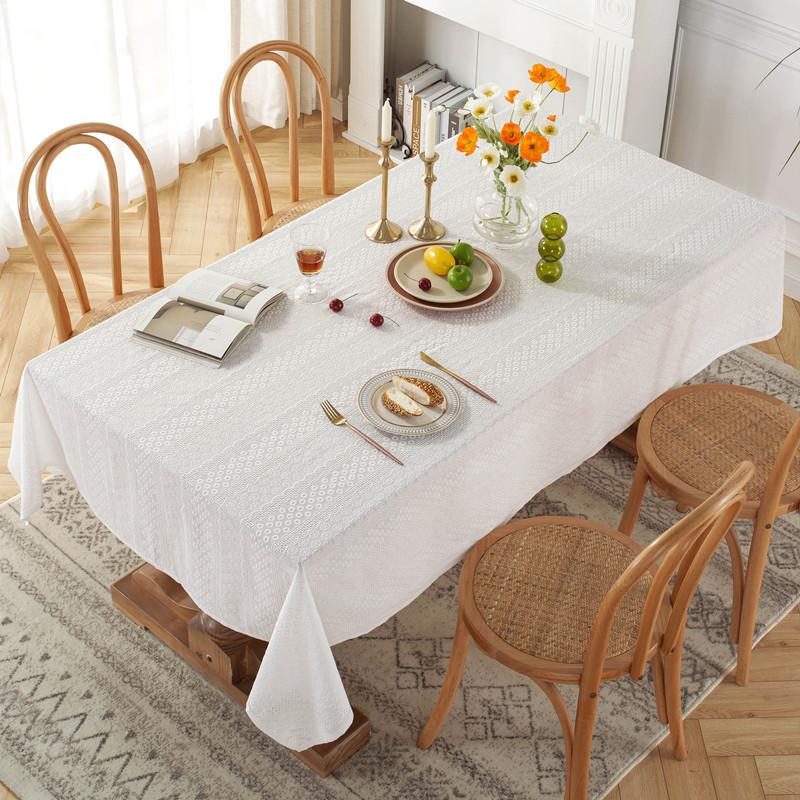 French Pastoral Lace Tablecloth Cotton Hollow Photo White Embroidered Coffee Table Tablecloth Table Cloth