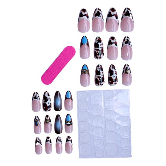

24Pcs/Set False Nails Easy DIY Nail Art Artificial Nail Kit Quick Style Change Fake Nails with Seamless Fit Nail Salon Party Wedding Wear