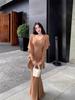 2025 Autumn V-Neck Waist-Cinching Long-Sleeve Hip-Hugging Cardigan Dress Set for Women