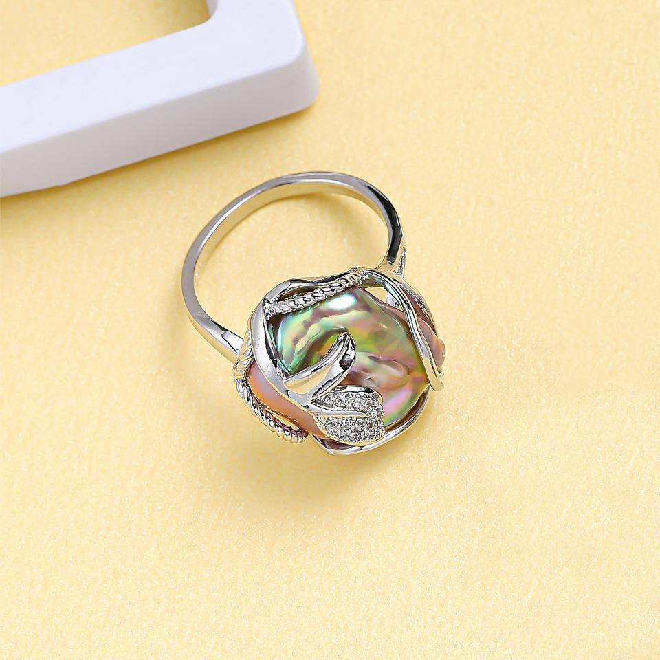 

Кольцо из натурального жемчуга в стиле барокко для женщин, элитные легкие, роскошные модные регулируемые квадратные украшения с открытием adjustable opening