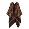 Western Ethnic Geometric Print Open Front Poncho Cape Blanket Wrap Warm Knit Shawl