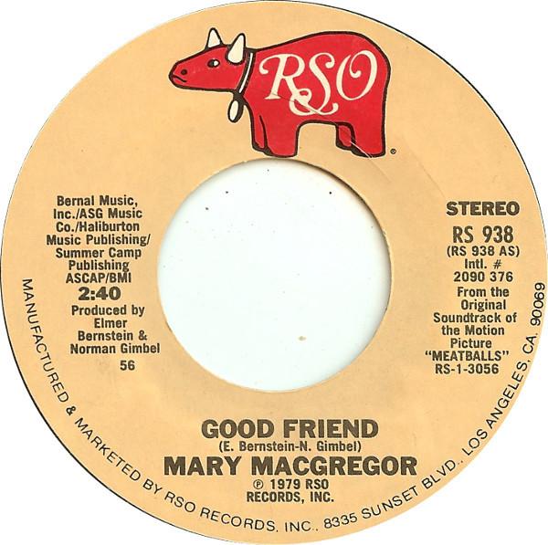 

7inch Record MARY MACGREGOR - Good Friend RS938 RSO 1979 US Pop Used