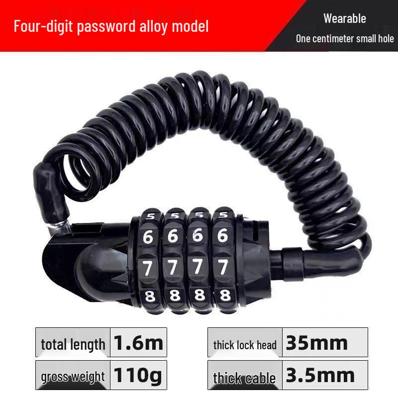 Anti-theft Cartoon Cow Combination Lock - Portable Motorcycle & Mountain Bike Helmet Retractable Steel Wire Lock