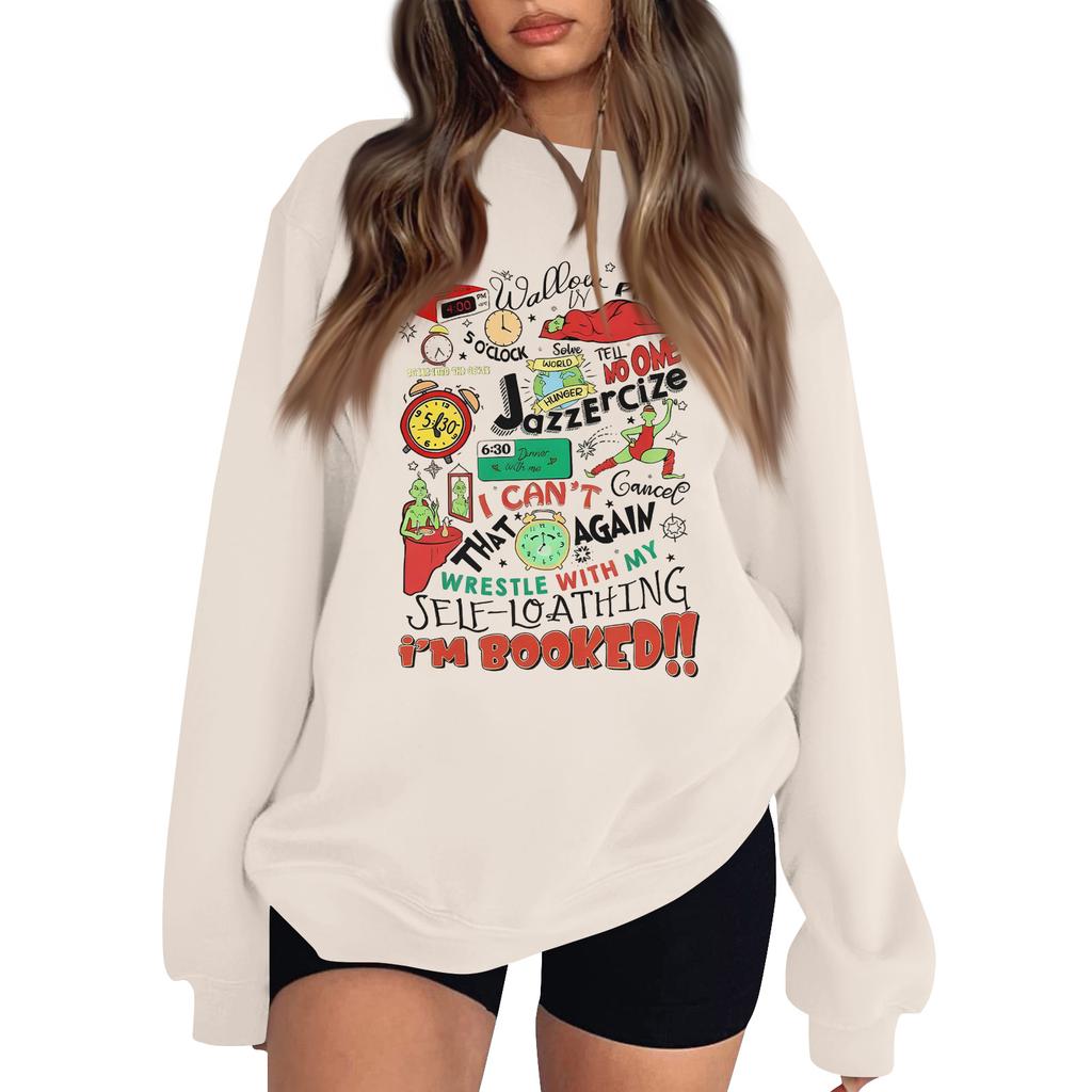 Women's Fashion Long-Sleeve Pullover Sweatshirt With Fun Christmas  Print