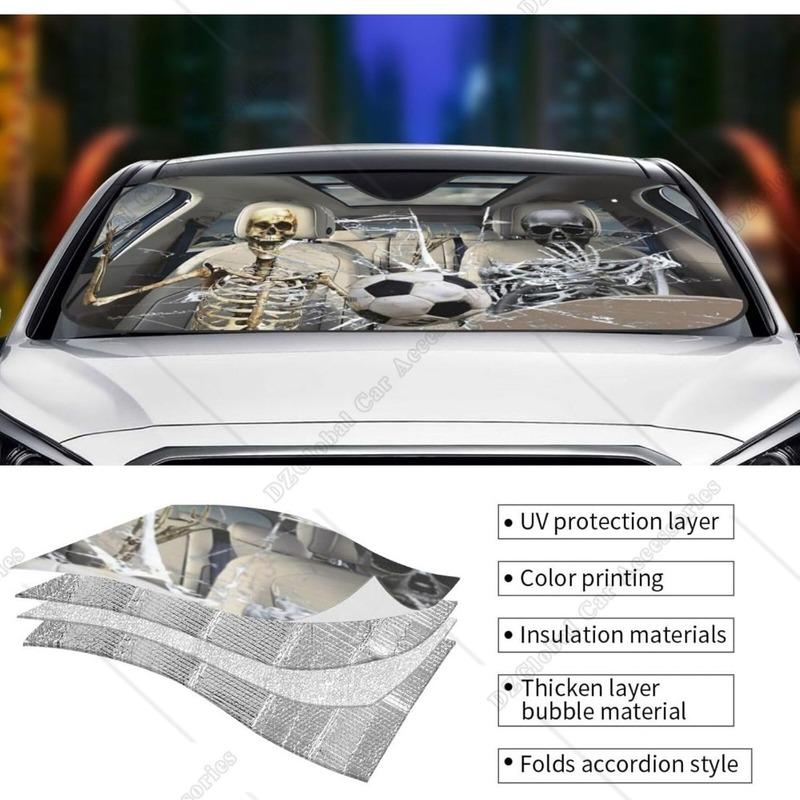 Skull Car Sunshade for Front Windshield Sunshades Sun Visor Protector Blocks Uv Rays Foldable Keep Your Vehicle Cool