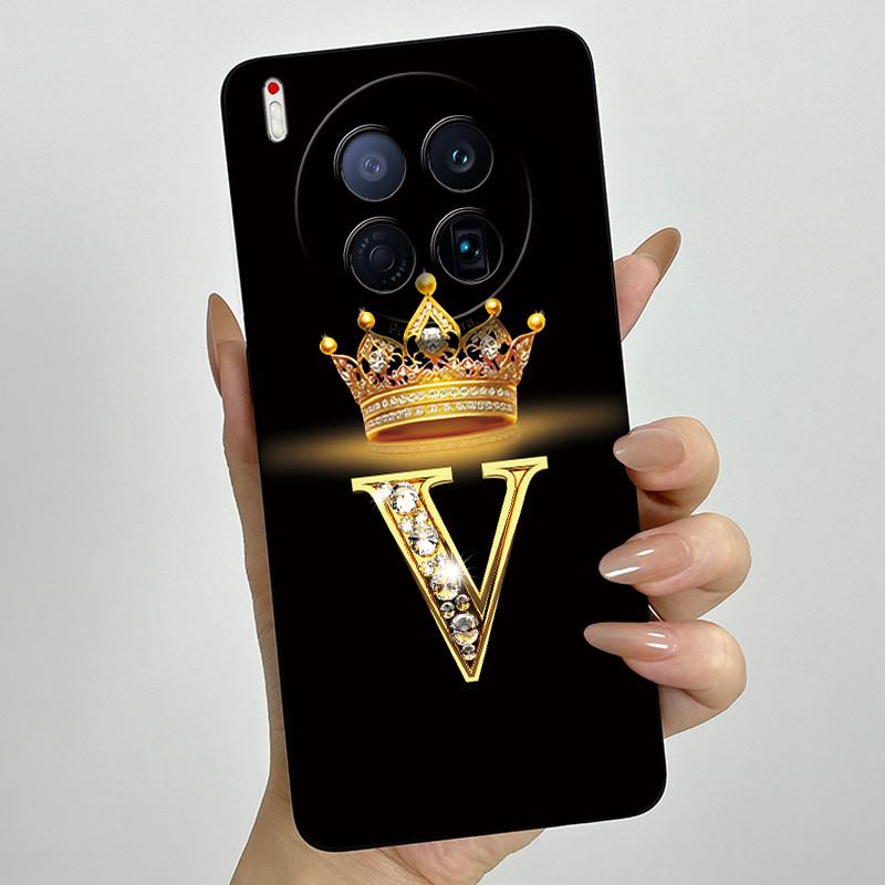 For Tecno Camon 40 Premier 5G CM8 Phone Cases Crown Initial Letter Covers Soft Liquid Silicone Advanced Anti Fingerprint Shell