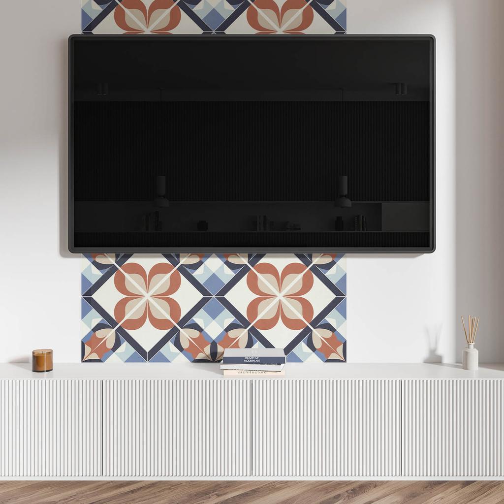 Samoprzylepna Dekoracja Winylowa Na Ścianę 100X50 Cm Symetryczny Wzór Kwiatowy