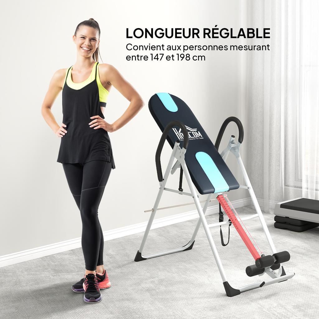 Inversion Table, Foldable Weight Training, Adjustable Safety Belt, Steel, Silver and Black