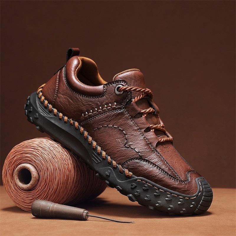 Handmade Casual Men's Leather Shoes Tide Goodyear Handmade Men's Shoes Autumn and Winter Breathable Loafers