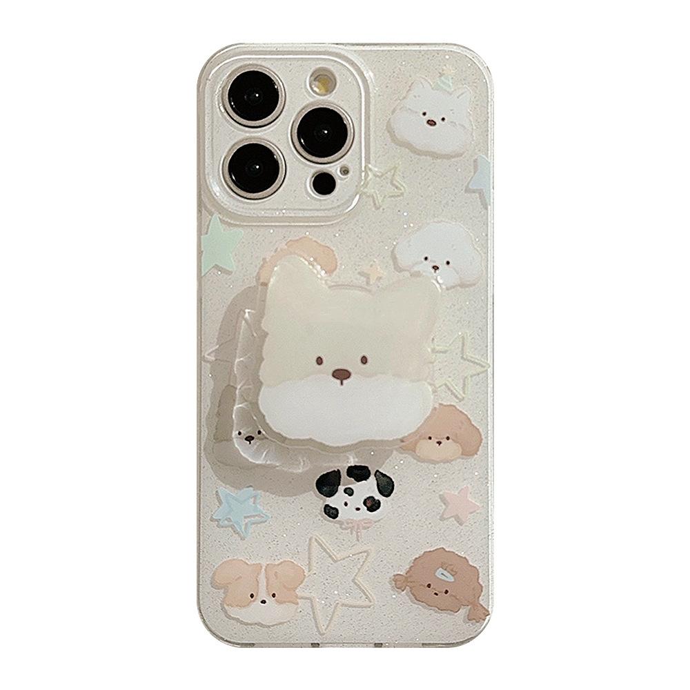 Double Layer Glitter Powder Suitable for Mobile Phone Case Apple 16 Milk Iphone15promax Soft Cover 14 Puppy Stand 11