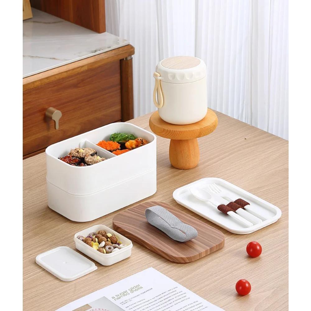 Heiß verkaufende INS Holzmaserung Doppelschichtige Kunststoff-Lunchbox Mikrowellenherd Erwachsenen-Lunchbox Bento-Box Lunchbox