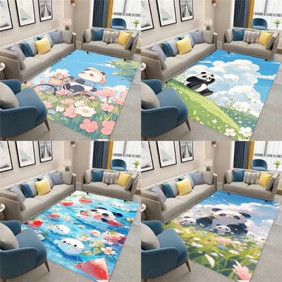 Healing Scenery Panda Print Living Room Bedroom Carpet Large Area Rugs for Home Decor Non-slip Sofa Mats for Kids Bedroom Lovely
