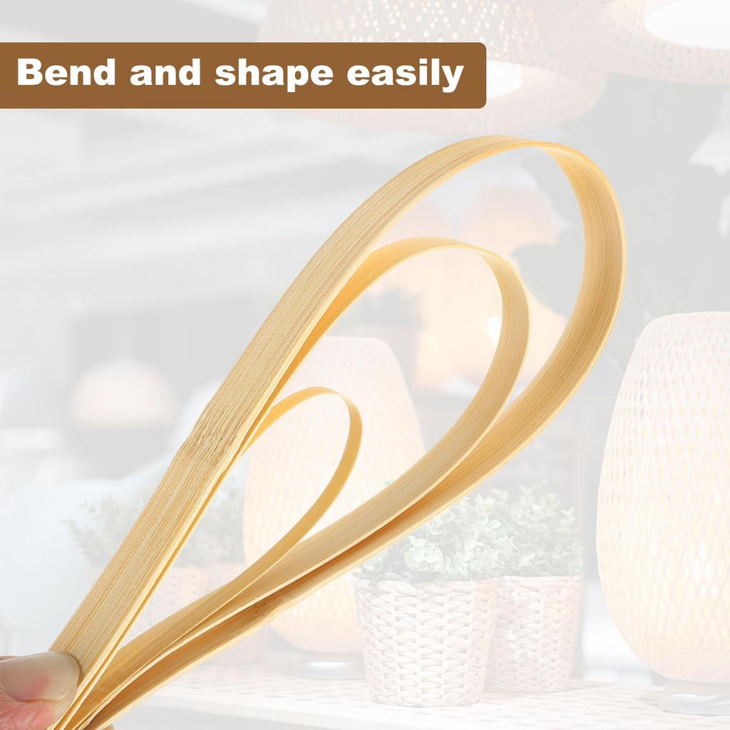 uxcell 7 Rolls of Knitting Bamboo x Basket Weaving Wicker Repair 1mm Thick Thin Bamboo Strips for Basket DIY and Chandeliers Strips, 0.39" 10ft,