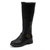 Fashion Winter Fashion Zipper Decoration Women's Round Head Thick Heel High Boots Solid Color Buckle Design Riding Boots Botas Mujer
