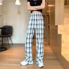 Vintage Plaid Women Pants High Waist Wide Leg Straight Pant Loose Casual Female Trousers Wide Leg Pant Fashion
