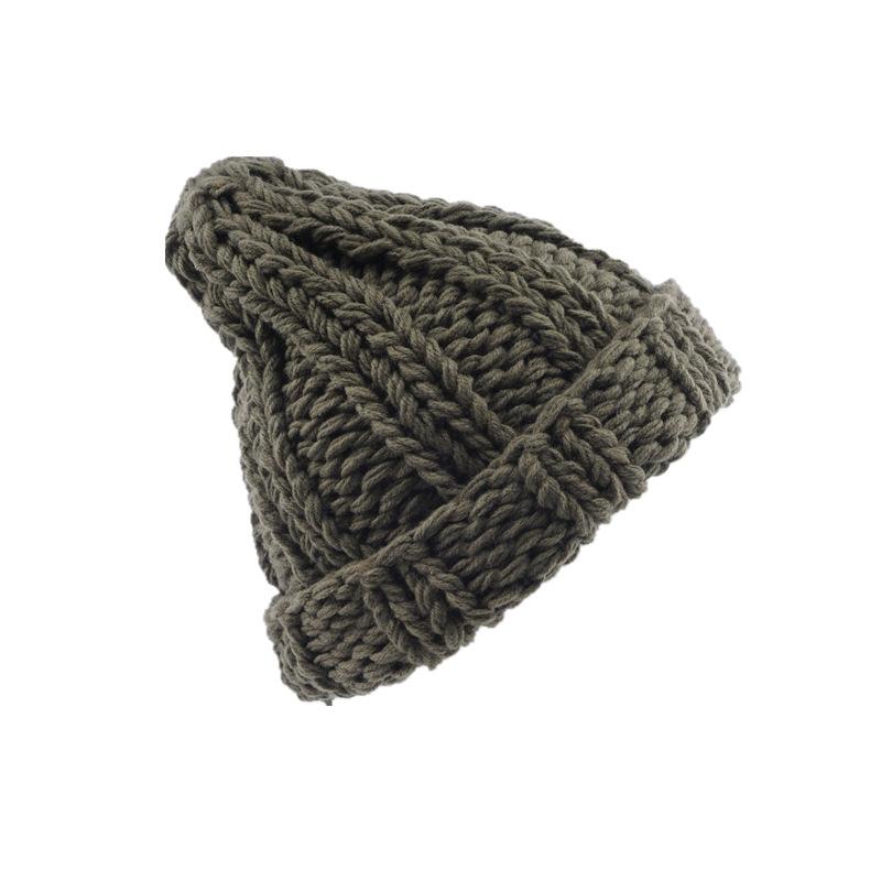 

Новый стиль, женская вязаная шапка, зимняя теплая однотонная толстая шерстяная шапка армия зеленый