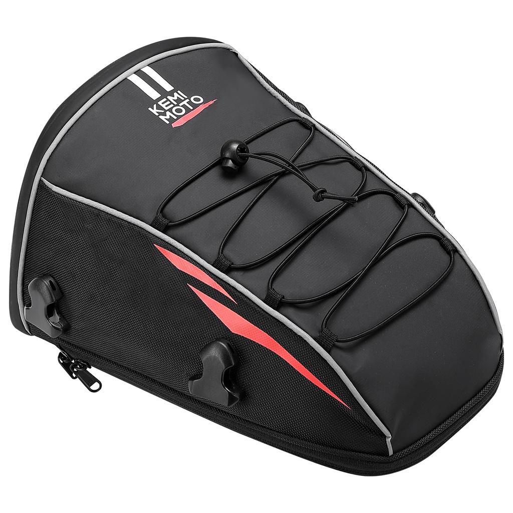 KEMIMOTO Motorcycle Seat Bag with Expandable Function Seat Cowl Style Water Repellent Waterproof Sorting Pockets Durable Day Trip Size Waterproof Bag