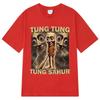 2025 Vintage Tung Tung Sahur Funny Baseball Bat Meme T-shirt Men's Clothing Fashion Style T Shirts Unisex Summer Cotton T-shirts