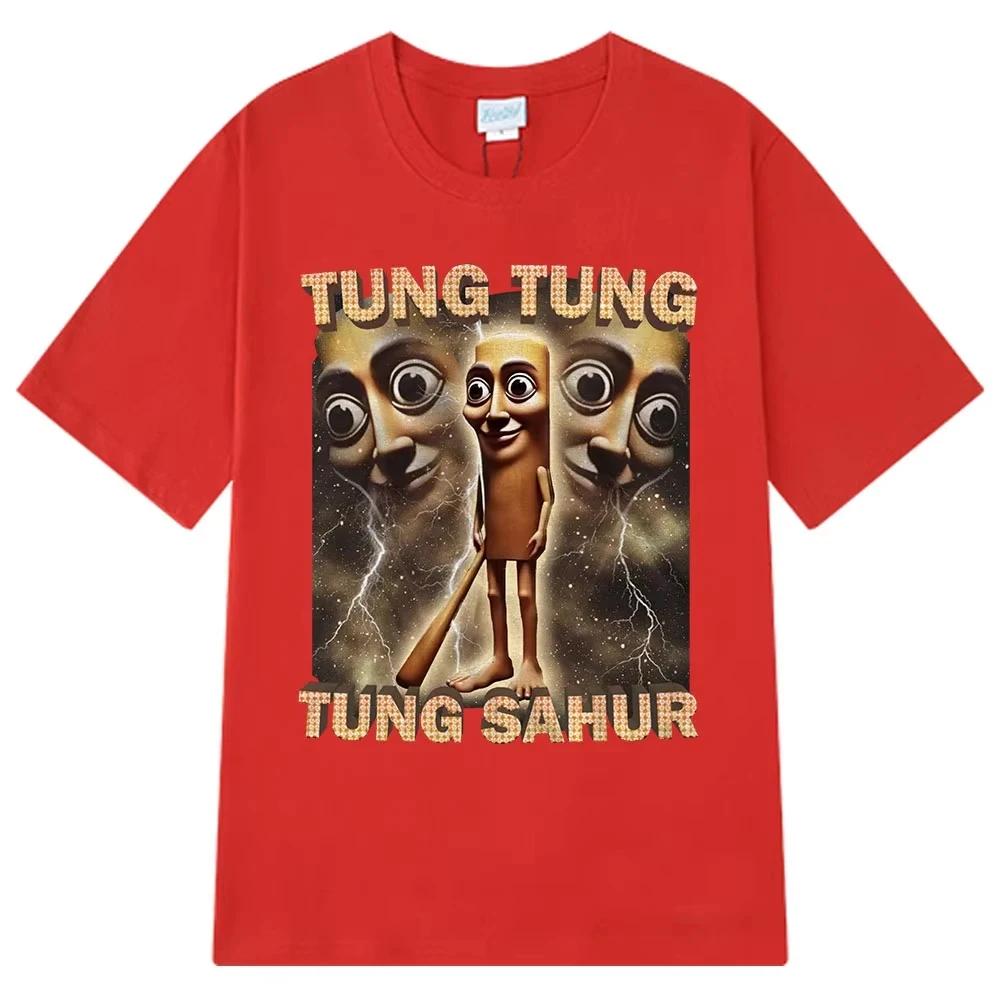 2025 Vintage Tung Tung Sahur Funny Baseball Bat Meme T-shirt Men's Clothing Fashion Style T Shirts Unisex Summer Cotton T-shirts